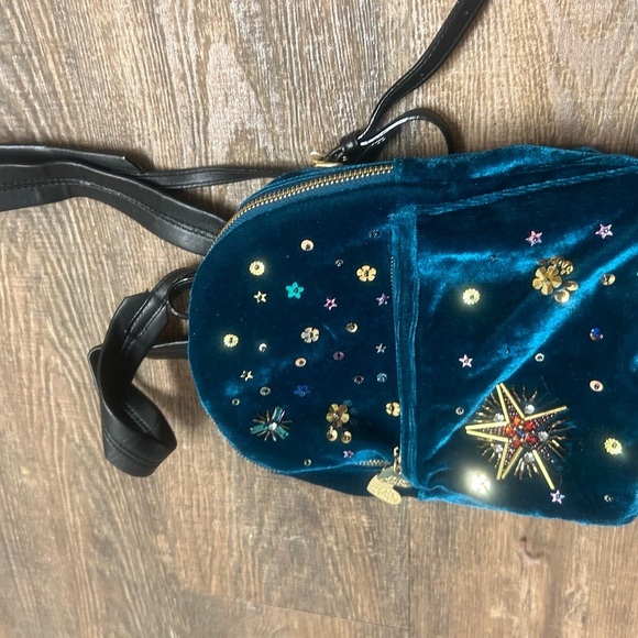 Betsey Johnson Vintage Y2KEmbellished Velvet Backpack mini GUC - Picture 2 of 12